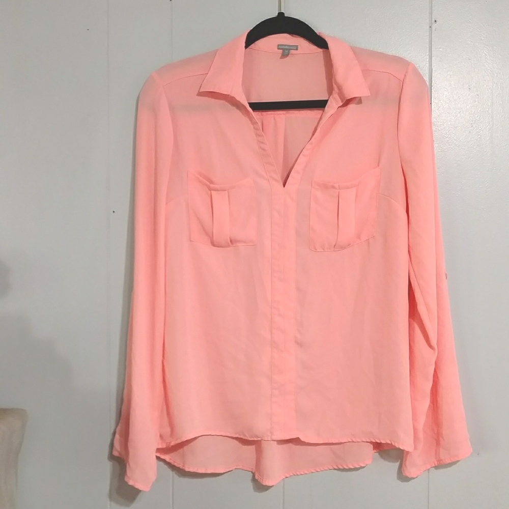 Charlotte Russe Long Sleeve V-neck Blouse